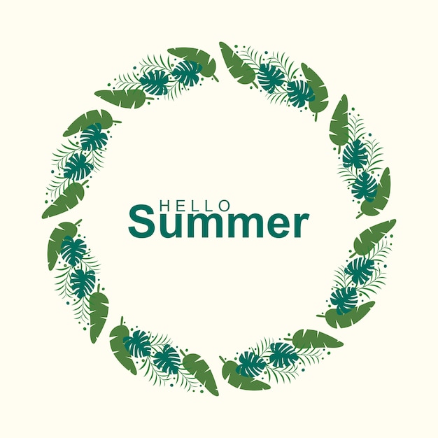 hello summer greeting card with flower wreath