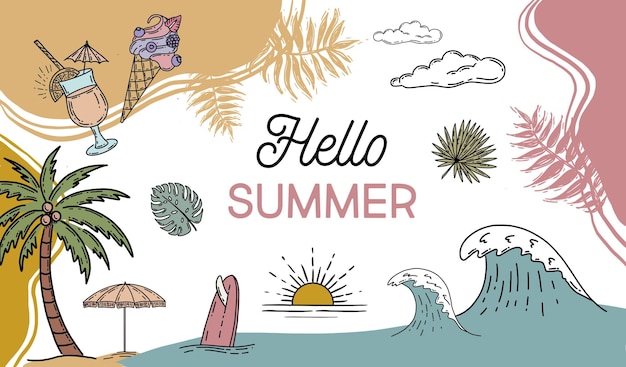 Hello Summer hand drawn illustration