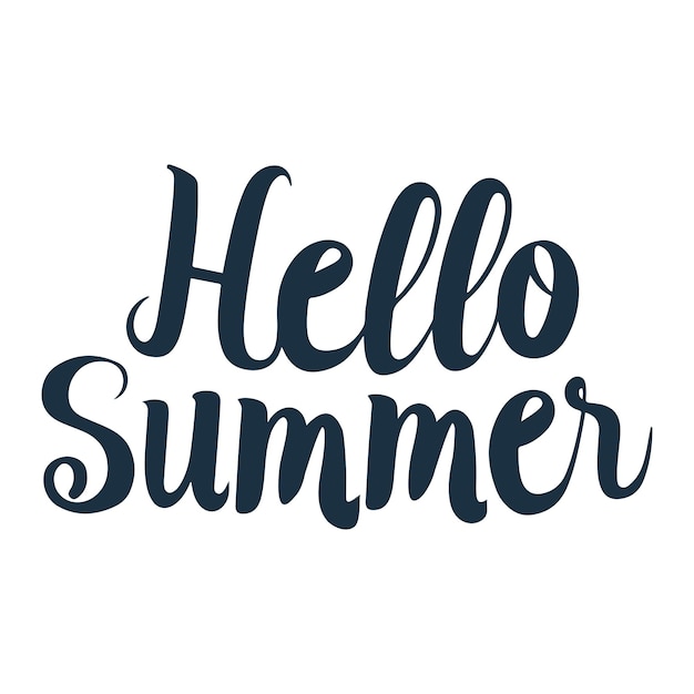 Hello summer hand drawn vector text Modern lettering banner poster template background Sale offer