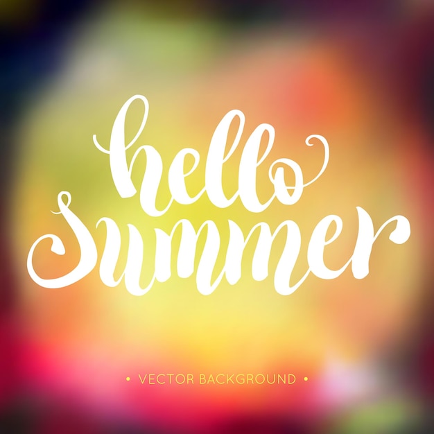 Hello summer hand lettering background