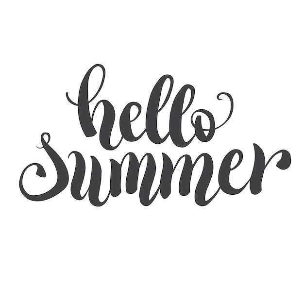 Hello summer hand lettering typography poster