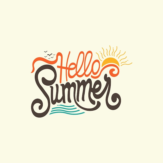 hello summer handwritten lettering for tshirts travel beach logos tags stickers posters cards