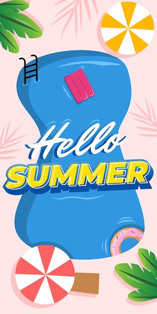 Hello summer holiday party beach template sfondo spiaggia estiva