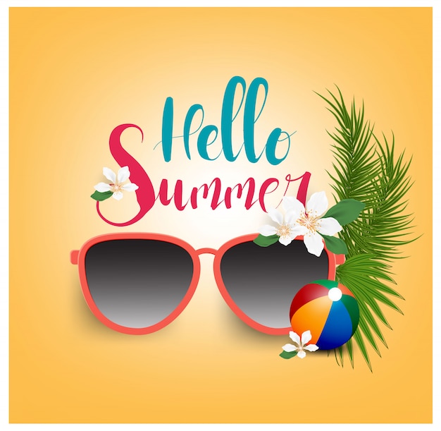 Hello summer holidays with sunglasses