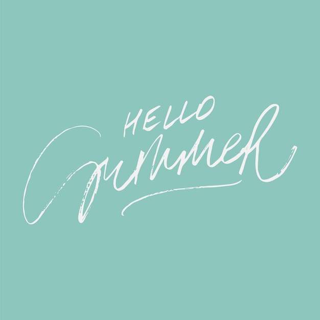 Hello summer lettering on green