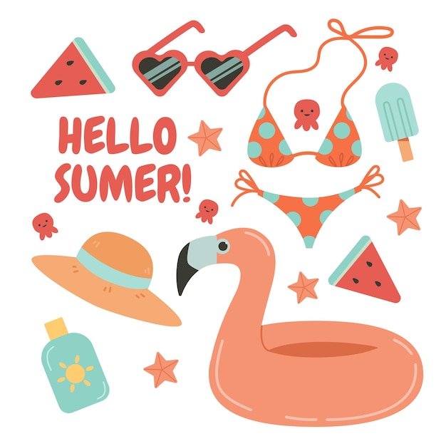 Hello summer objects set