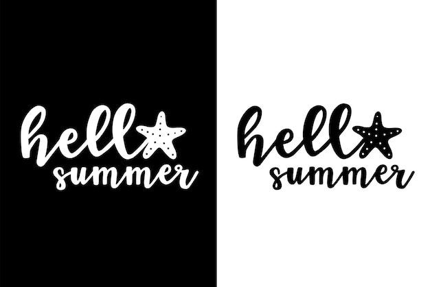 Hello summer phrase lettering with white background Premium Vector