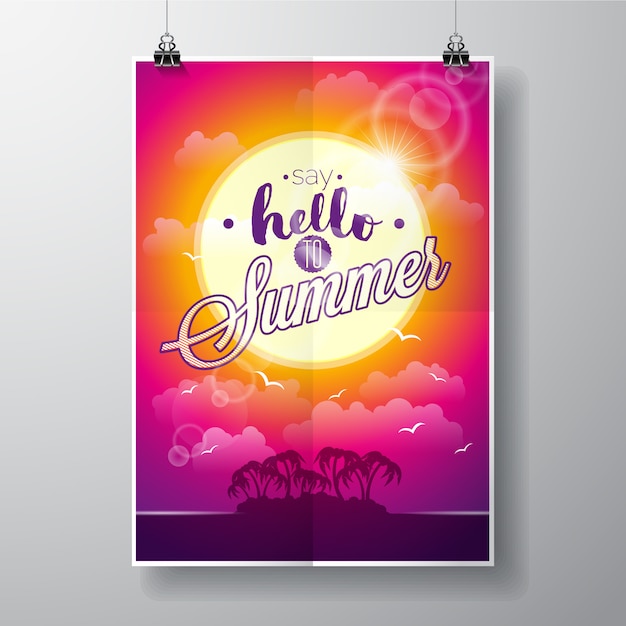 Vector hello summer poster