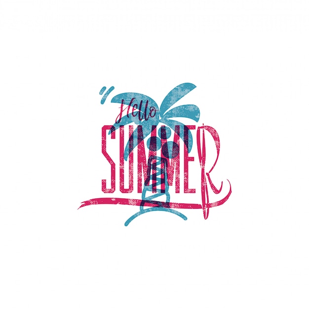 Vector hello summer retro sign