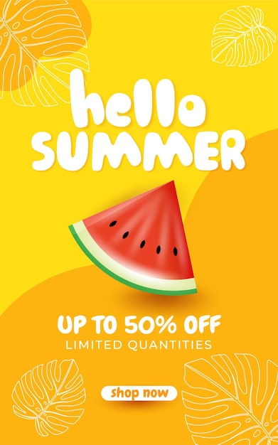 Hello summer sale layout banner template