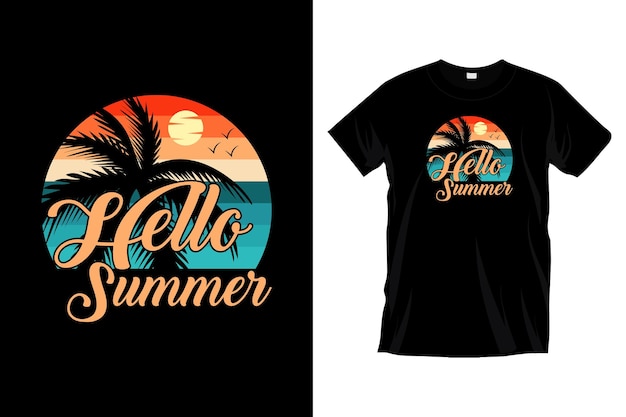 Вектор Здравствуйте, лето, летние каникулы, дизайн футболки