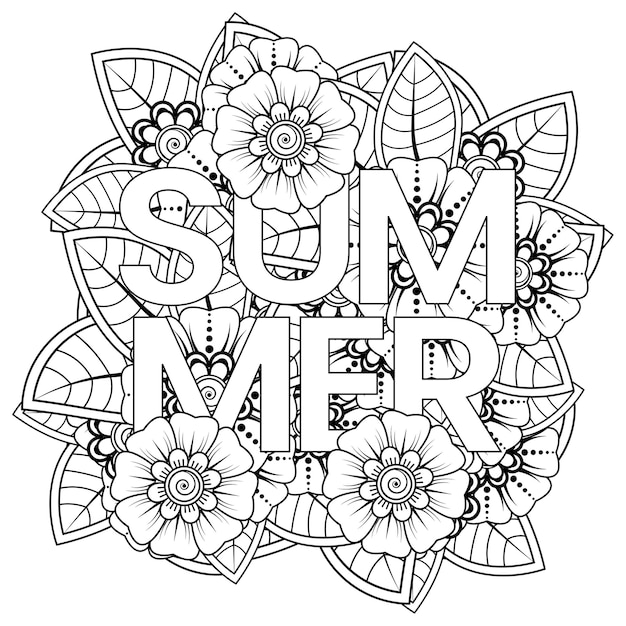 Hello Summer  template with mehndi flower