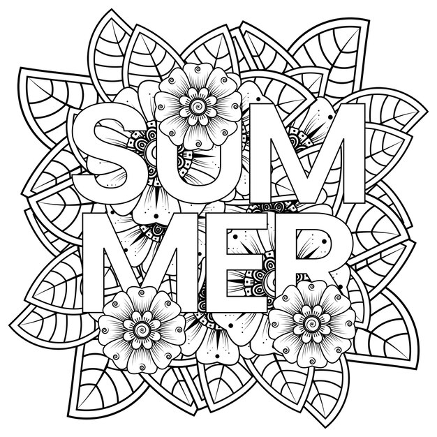 Hello Summer   template with mehndi flower