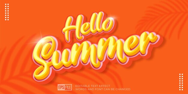 Hello summer text 3d style editable text effect