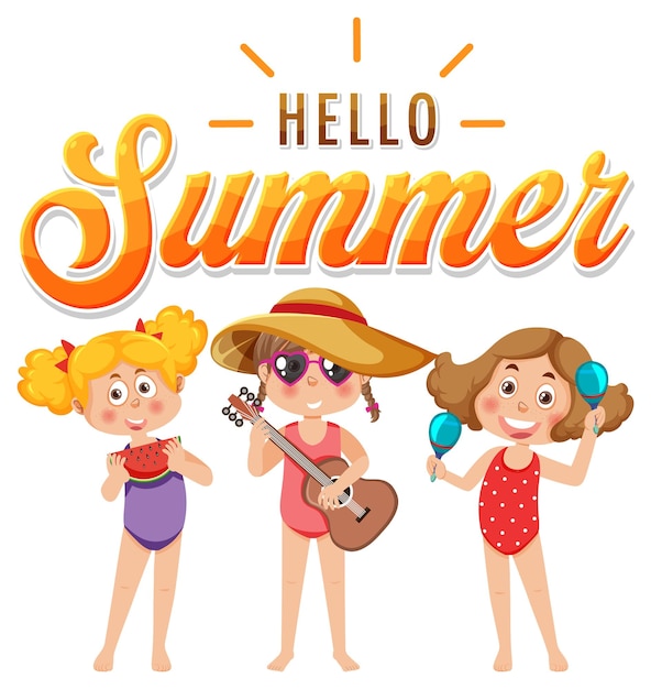 Hello summer text for banner or poster design