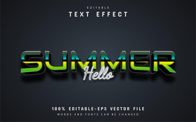 Hello summer text, editable style text effect