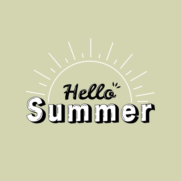 Hello summer text label