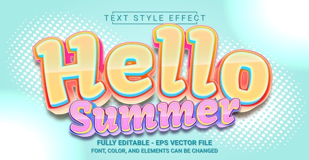 Vector hello summer text style effect editable graphic text template