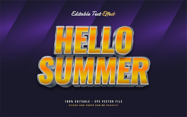 Текст hello summer с металлическим эффектом