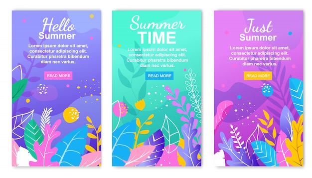 Hello Summer Time Floral Banner Set