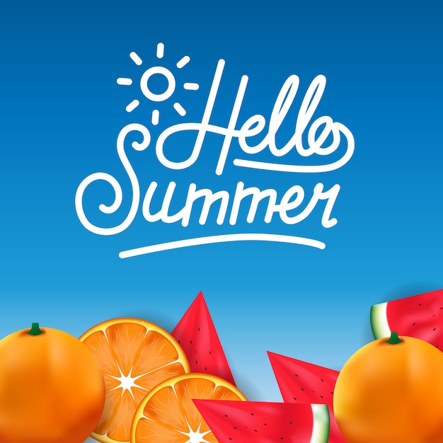 Vector hello summer tropical fruit