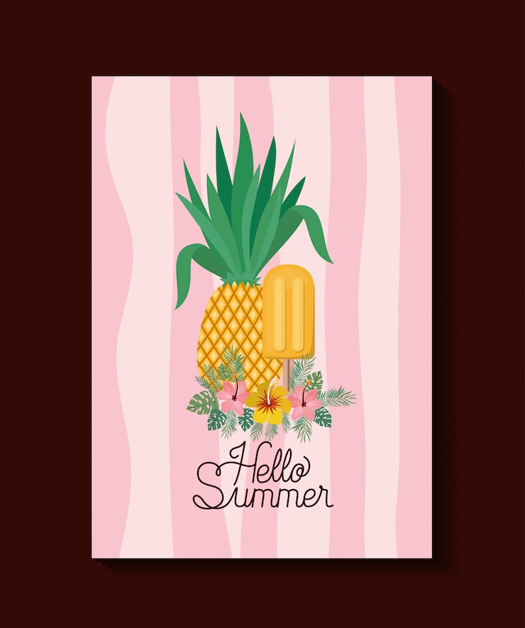 Vector hello summer and vacation card design 