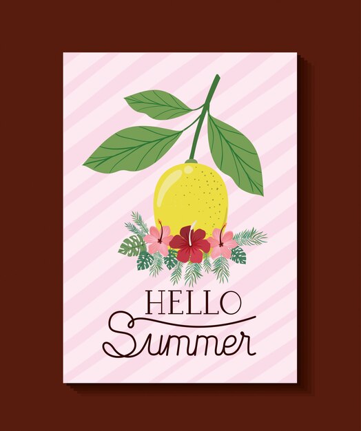 Hello summer and vacation card design