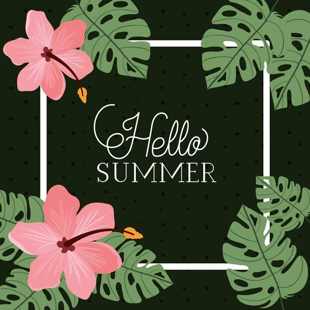 Vector hello summer and vacation frame design