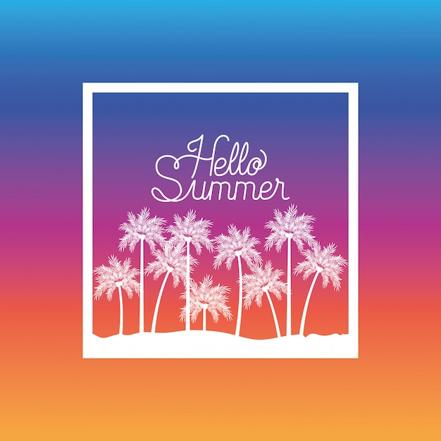 Hello summer and vacation frame design