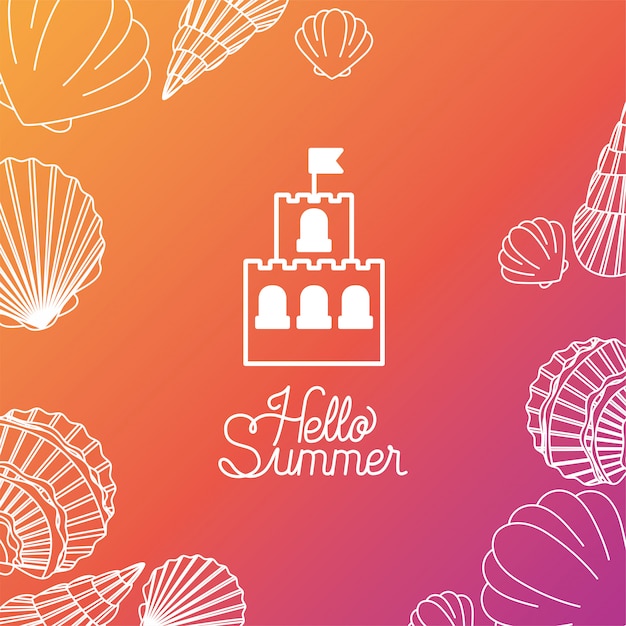 Hello summer and vacation silhouette design