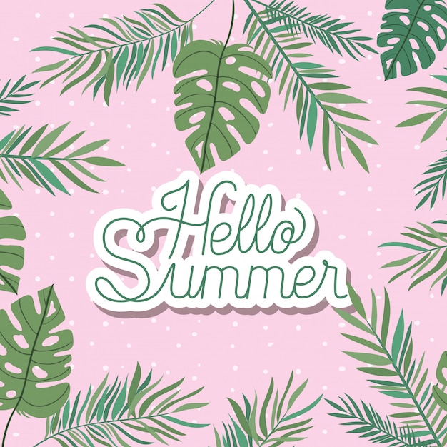 Hello summer and vacation stickers design