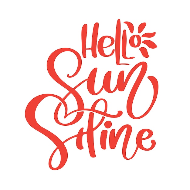 Hello Summer vector Handwritten illustration background Fun quote hipster design logo