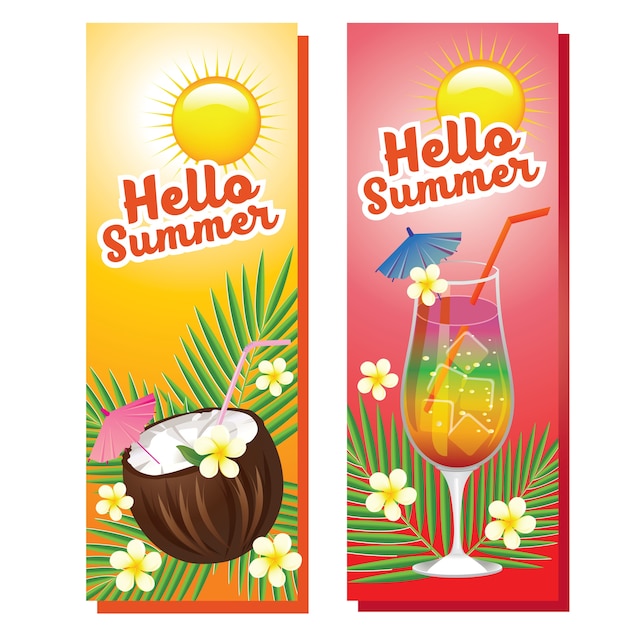 hello summer vertical banner