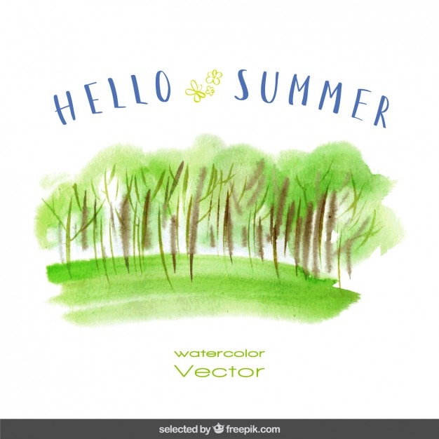 Hello summer in watercolor style