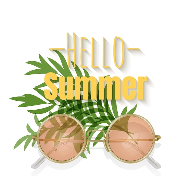 Vector hello summer with sunglasses