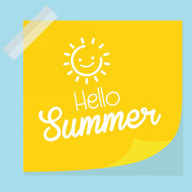 Hello Summer on yellow paper