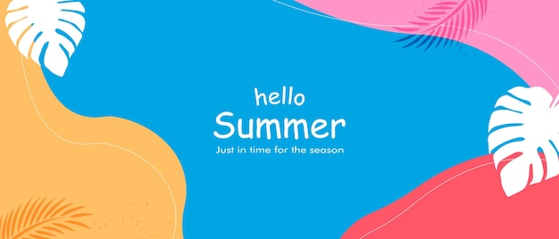 Hello summercolorful design of the summer bannerhorizontal poster greeting card website title