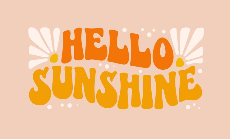 Hello sunshine goovy lettering vector design for any purposes