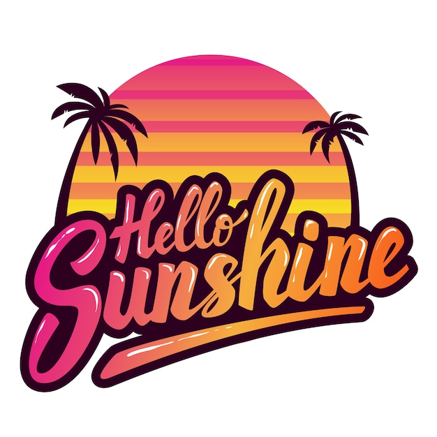 Hello sunshine. hand drawn phrase.  element for poster, flyer, label.  illustration