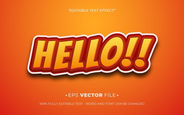 hello tekst effect 3d bewerkbare vector