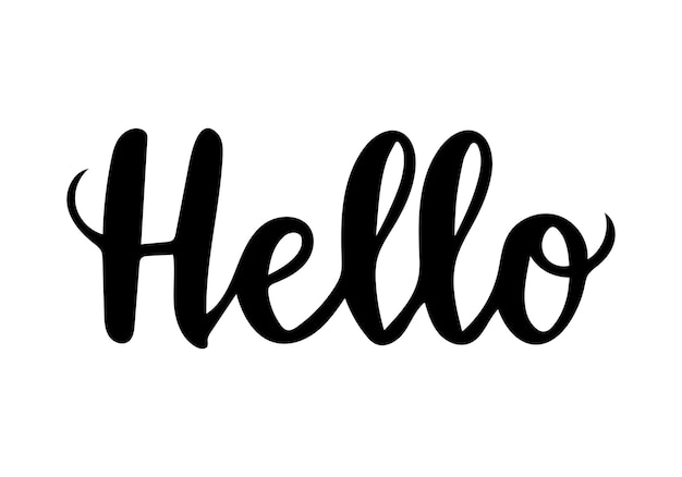 Hello text calligraphy and typography white template design