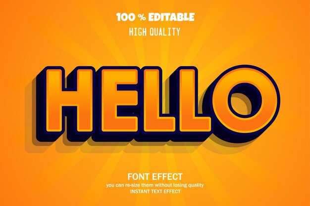 Hello text, editable font effect