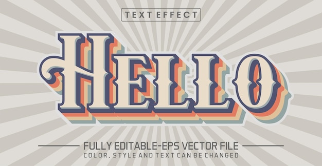 Vector hello text editable style effect