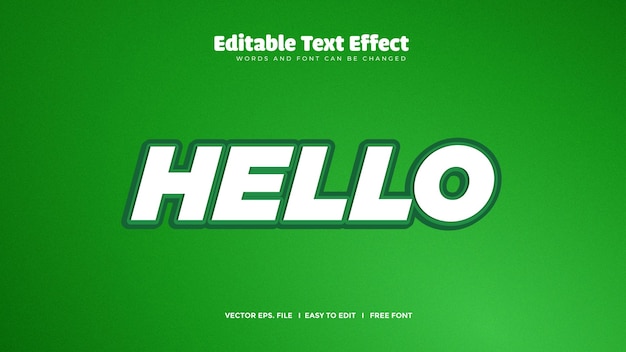 Hello text effect in 3d style design Premium vector