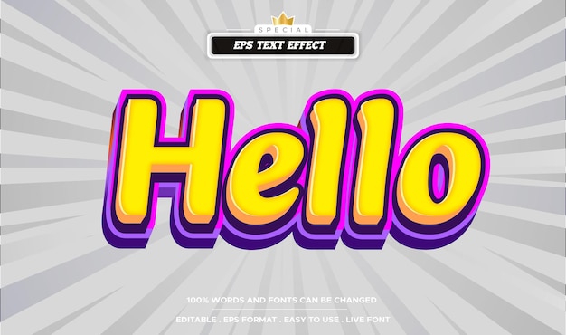 Vector hello text effect editable