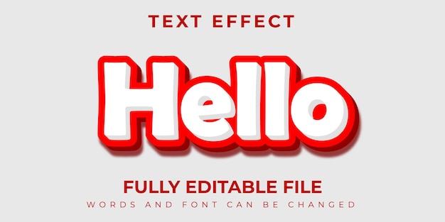 Hello Text Effect Rood en Wit Concept Design