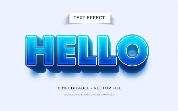 Vector hello text style editable text effect