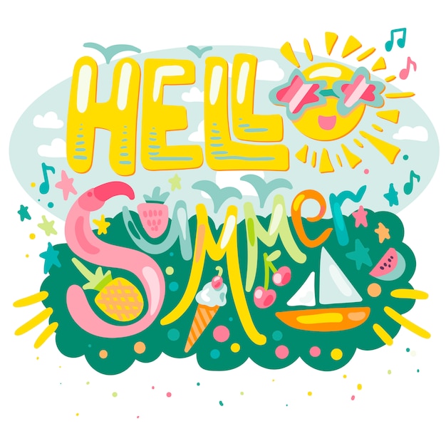 Vector hello tropical summer