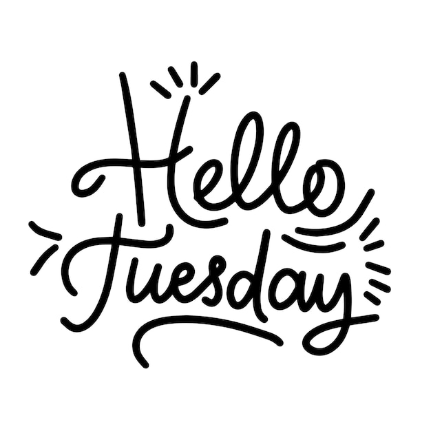 Vector hello tuesday text in black color isolated on transparent background hand drawn vector art