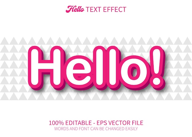 Hello vector editable text effect